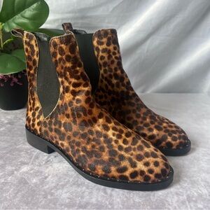 Rebecca Minkoff  Sabeen Leopard Print Genuine Calf Hair Too Ankle Boots Size 7